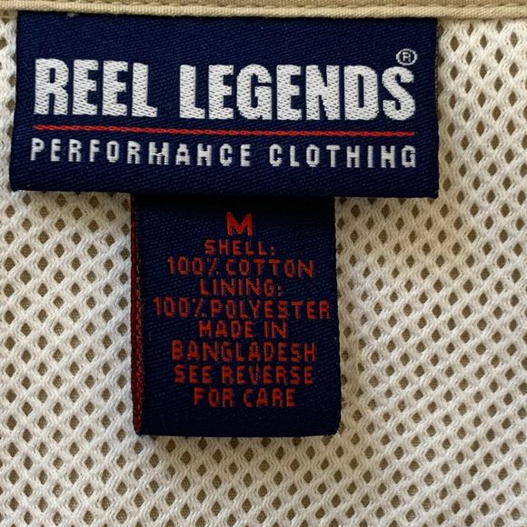 Reel Legions Performance Vented Fishing Shirt Men M Tan Pockets Short Sleeves - Picture 13 of 13